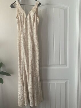 Elegant Cream Sequin Midi Dress